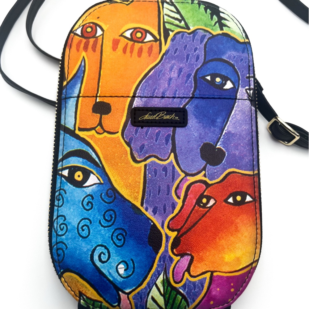 Laurel Burch Dog and Doggies Zippered Purse with Shoulder Strap - Picture 2 of 13